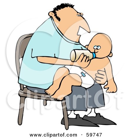 Royalty-Free (RF) Clipart Illustration of a Father Sitting In A Chair And Feeding His Baby by djart