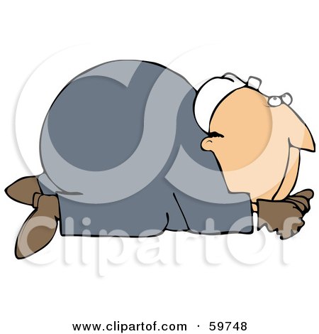 Royalty-Free (RF) Clipart Illustration of a Scared Worker Man Crawling On All Fours by djart