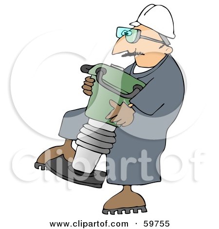 Royalty-Free (RF) Clipart Illustration of a Worker Man Carrying A Heavy Duty Compactor by djart