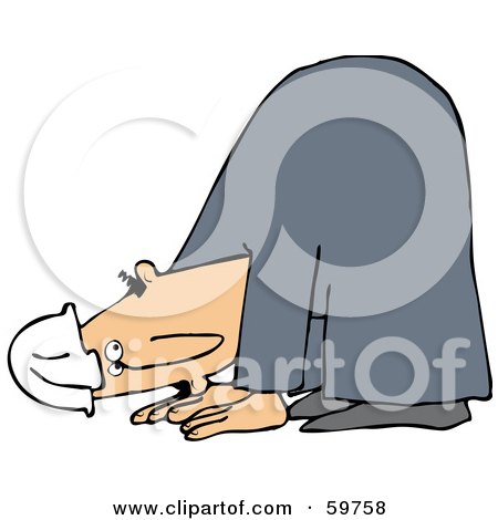 Royalty-Free (RF) Clipart Illustration of a Hurt Man Bent Over And Walking On All Fours by djart