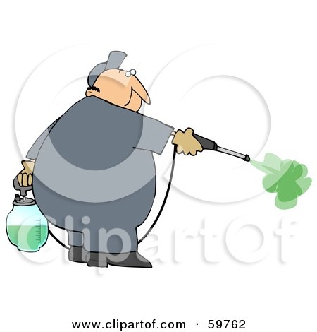 Royalty-Free (RF) Clipart Illustration of a Male Worker Spraying Insecticide by djart