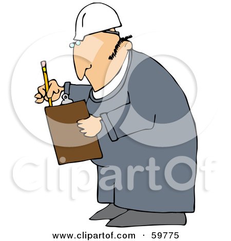 Royalty-Free (RF) Clipart Illustration of a Male Worker Checking Off A List On A Clipboard by djart
