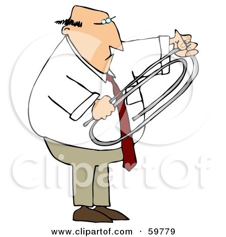 Royalty-Free (RF) Clipart Illustration of a Businessman Holding A Giant Paper Clip by djart