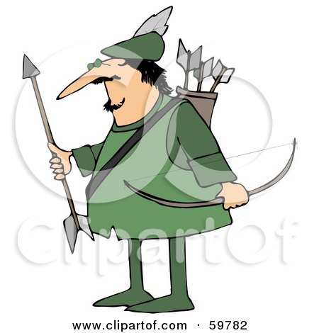 Royalty-Free (RF) Clipart Illustration of Robin Hood With His Arrows And Bow by djart
