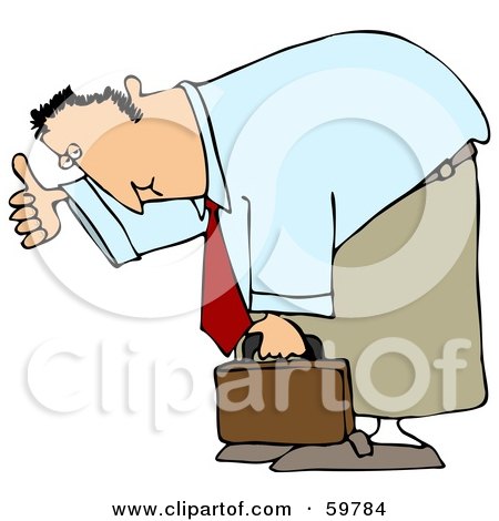 Royalty-Free (RF) Clipart Illustration of a Businessman Bending Over And Giving The Thumbs Up by djart