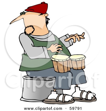 Royalty-Free (RF) Clipart Illustration of a Man Sitting And Playing Bongos by djart