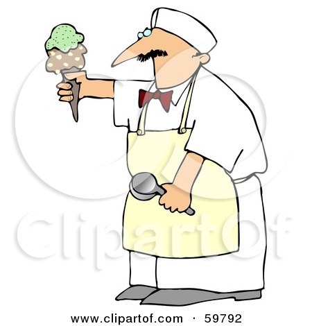 Royalty-Free (RF) Clipart Illustration of a Man Serving An Ice Cream Cone by djart