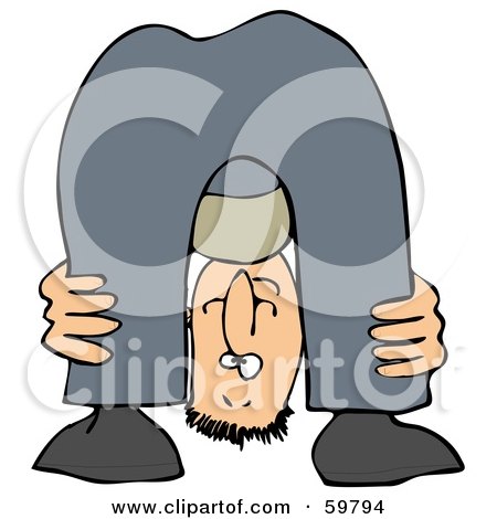 Royalty-Free (RF) Clipart Illustration of a Man Bending Over And Looking Out Between His Legs by djart