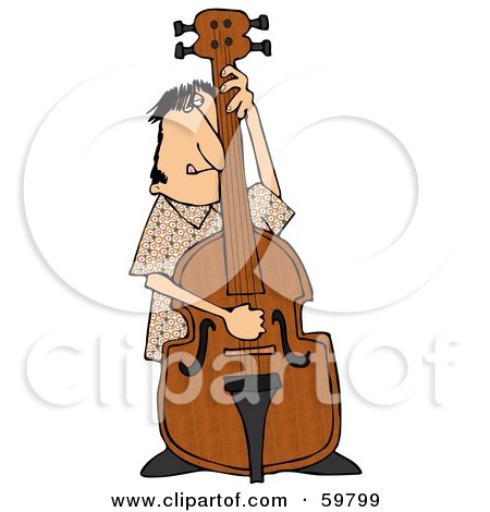 Royalty-Free (RF) Clipart Illustration of a Man Standing Behind And Playing His Bass by djart