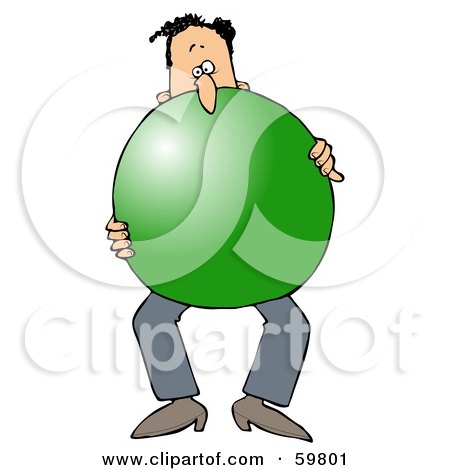 Royalty-Free (RF) Clipart Illustration of a Man Carrying A Giant Green Ball by djart