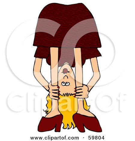Royalty-Free (RF) Clipart Illustration of a Blond Woman Bending Over And Looking Through Her Legs by djart