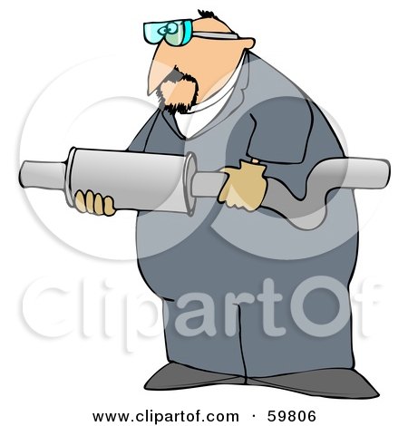 Royalty-Free (RF) Clipart Illustration of a Male Worker Carrying A Muffler by djart