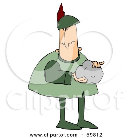 Royalty-Free (RF) Clipart Illustration of Robin Hood Carrying A Rock by djart