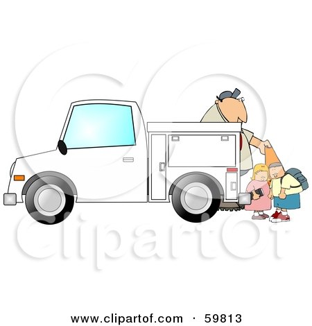 Royalty-Free (RF) Clipart Illustration of Children Watching A Man Set Out Construction Cones by djart