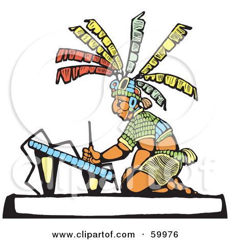 Royalty-Free (RF) Clipart Illustration of a Mayan Artist Creating Architectual Drawings by xunantunich