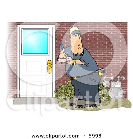 Meter Man Collecting Natural Gas Usages from Residential Houses Clipart Picture by djart