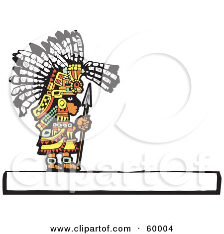 Royalty-Free (RF) Clipart Illustration of a Mayan Chief Standing With A Spear by xunantunich