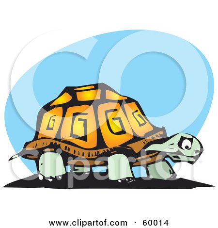 Royalty-Free (RF) Clipart Illustration of a Struggling Old Tortoise With An Orange Shell by xunantunich