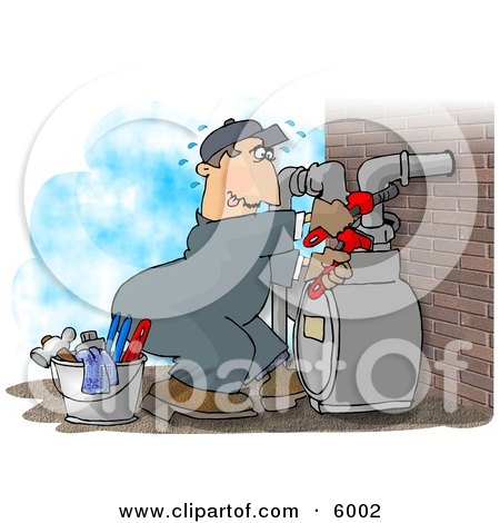 Male Worker Resetting a Residential Gas Meter Clipart Picture by djart