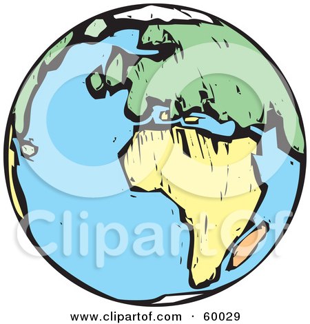 Royalty-Free (RF) Clipart Illustration of a Wood Styled Earth Featuring Africa by xunantunich