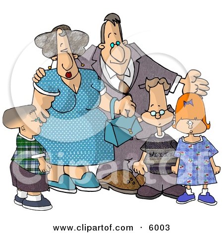 Grandparents Standing with Their Grandchildren Posters, Art Prints