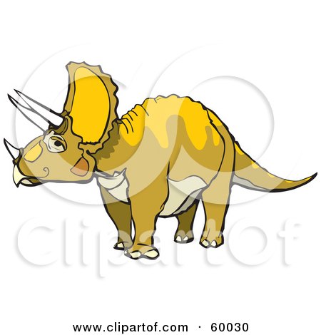 Royalty-Free (RF) Clipart Illustration of a Green And Yellow Triceratops Dinosaur by xunantunich