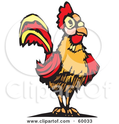 Royalty-Free (RF) Clipart Illustration of a Red And Orange Cock Bird by xunantunich