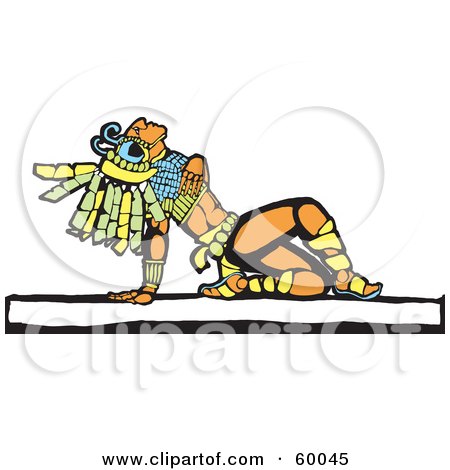 Royalty-Free (RF) Clipart Illustration of a Mayan Warrior Leaning Back And Looking Upwards by xunantunich