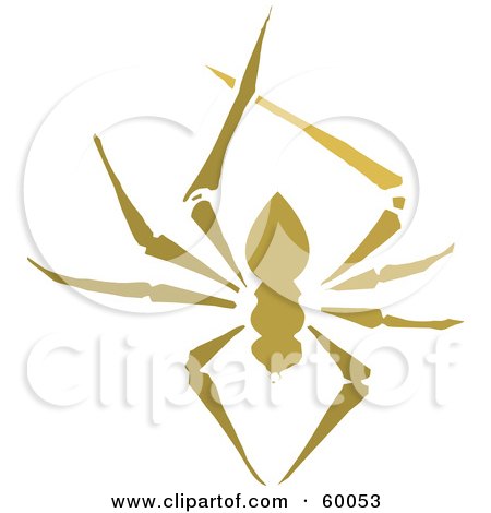 Royalty-Free (RF) Clipart Illustration of a Brown Spider Hanging by xunantunich