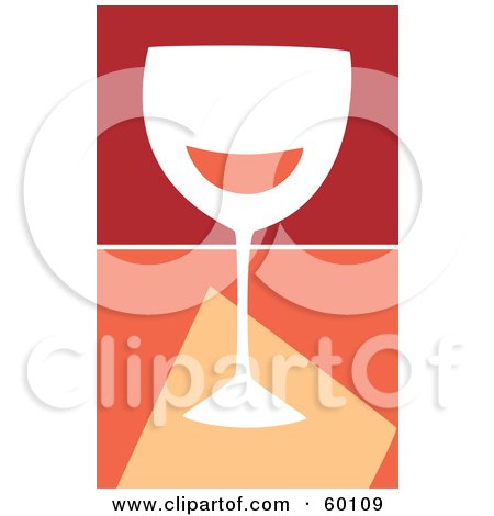 Royalty-Free (RF) Clipart Illustration of a White Wine Glass Over A Divided Orange And Red Background by xunantunich