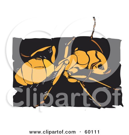 Royalty-Free (RF) Clipart Illustration of an Orange Ant On A Black Square by xunantunich