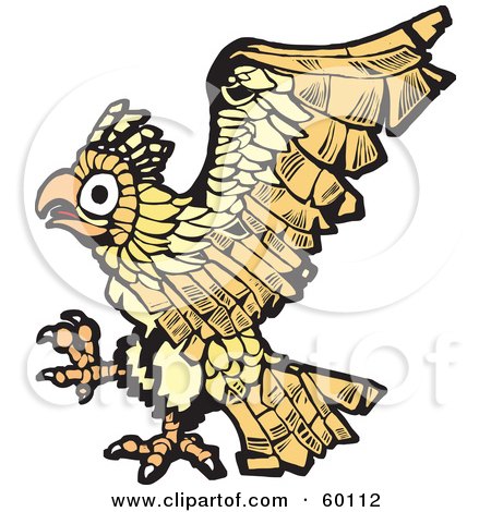 Royalty-Free (RF) Clipart Illustration of a Flying Yellow Eagle Design by xunantunich