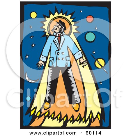 Royalty-Free (RF) Clipart Illustration of a Captain Gazing At The Stars In The Night Sky by xunantunich