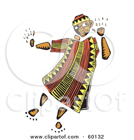 Royalty-Free (RF) Clipart Illustration of a Tribal Man Cupping His Ear And Listening by xunantunich