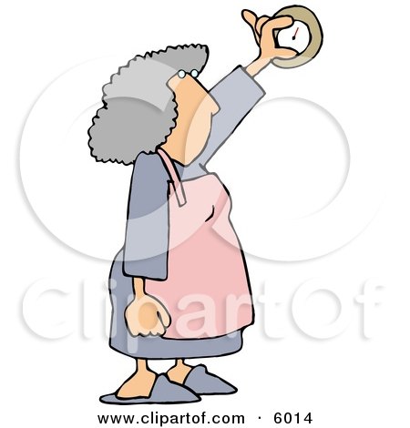 Housewife Adjusting the Temperature On a Thermostat Clipart Picture by djart