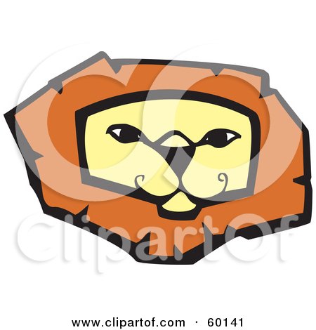 Royalty-Free (RF) Clipart Illustration of a Confident Lion Face by xunantunich