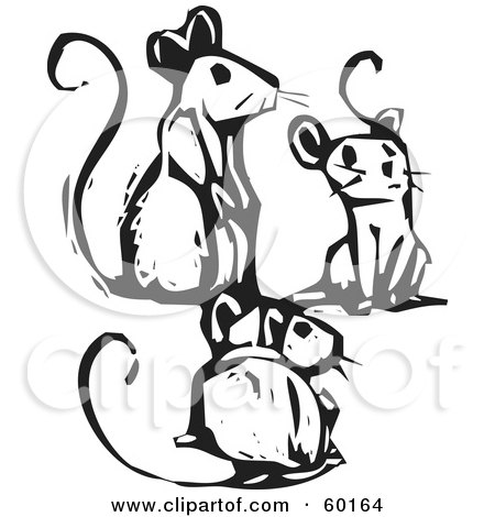 Royalty-Free (RF) Clipart Illustration of a Group Of Three Socializing Mice by xunantunich
