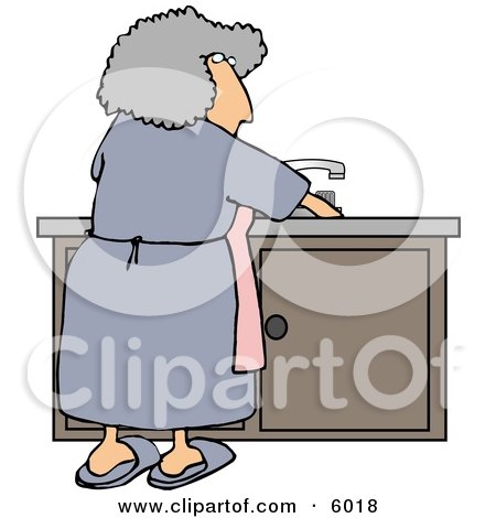 Housewife Cleaning Dirty Dishes Clipart Picture by djart
