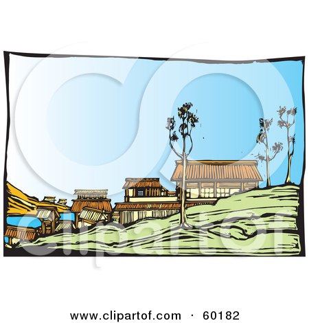 Royalty-Free (RF) Clipart Illustration of a Town Along The Shore Of The Coast by xunantunich