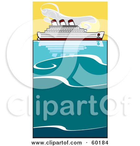 Royalty-Free (RF) Clipart Illustration of a Cruiseliner On The Ocean by xunantunich
