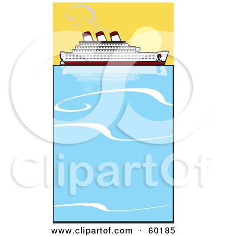 Royalty-Free (RF) Clipart Illustration of a Cruiseliner On Still Blue Waters by xunantunich