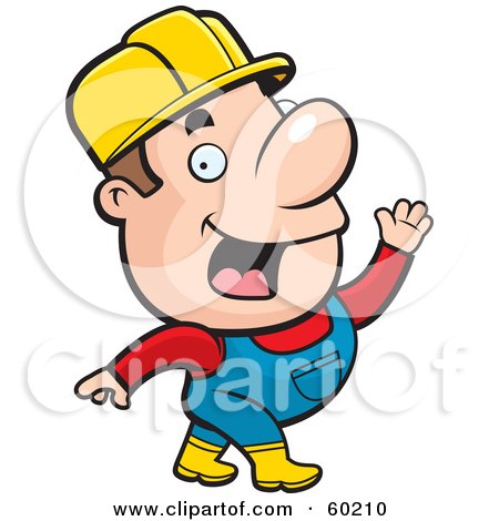 Royalty-Free (RF) Clipart Illustration of a John Man Character Construction Worker Waving by Cory Thoman
