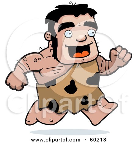 Royalty-Free (RF) Clipart Illustration of a Stalky Caveman Character On The Run by Cory Thoman