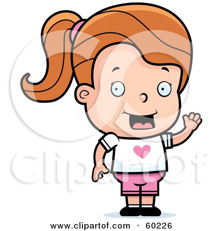 Royalty-Free (RF) Clipart Illustration of a Jane Girl Character Smiling And Waving by Cory Thoman