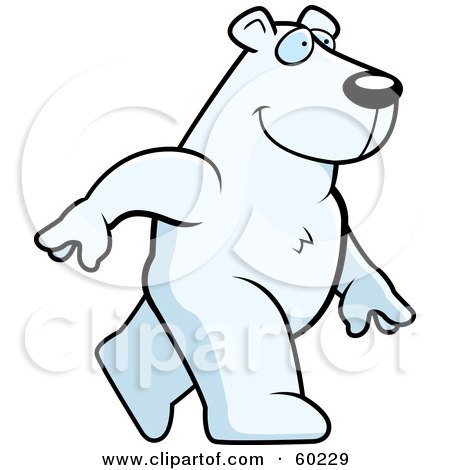 Royalty-Free (RF) Clipart Illustration of a Walking White Polar Bear Character by Cory Thoman
