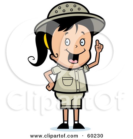 Royalty-Free (RF) Clipart Illustration of an Energetic Safari Girl With An Idea by Cory Thoman