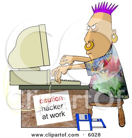Computer Hacker at Work Clipart Picture by djart