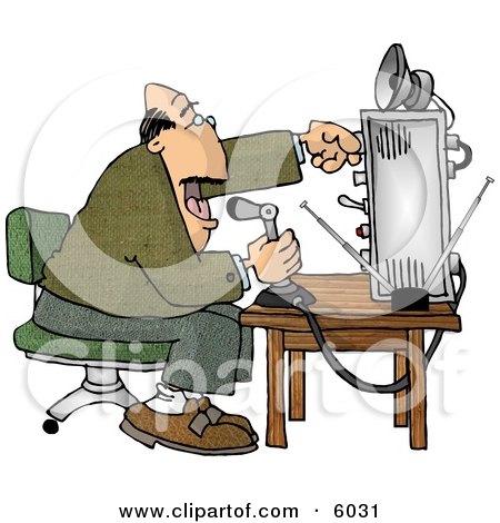 Man Talking On the Radio Clipart Picture by djart
