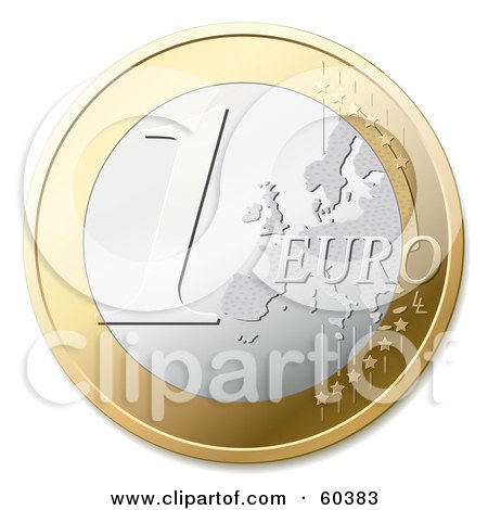 Royalty-Free (RF) Clipart Illustration of a One Euro Coin - Version 1 by Oligo