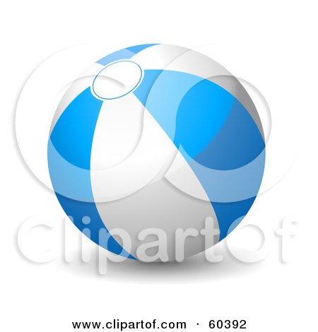 Royalty-Free (RF) Clipart Illustration of a Shiny 3d Blue And White Beach Ball by Oligo